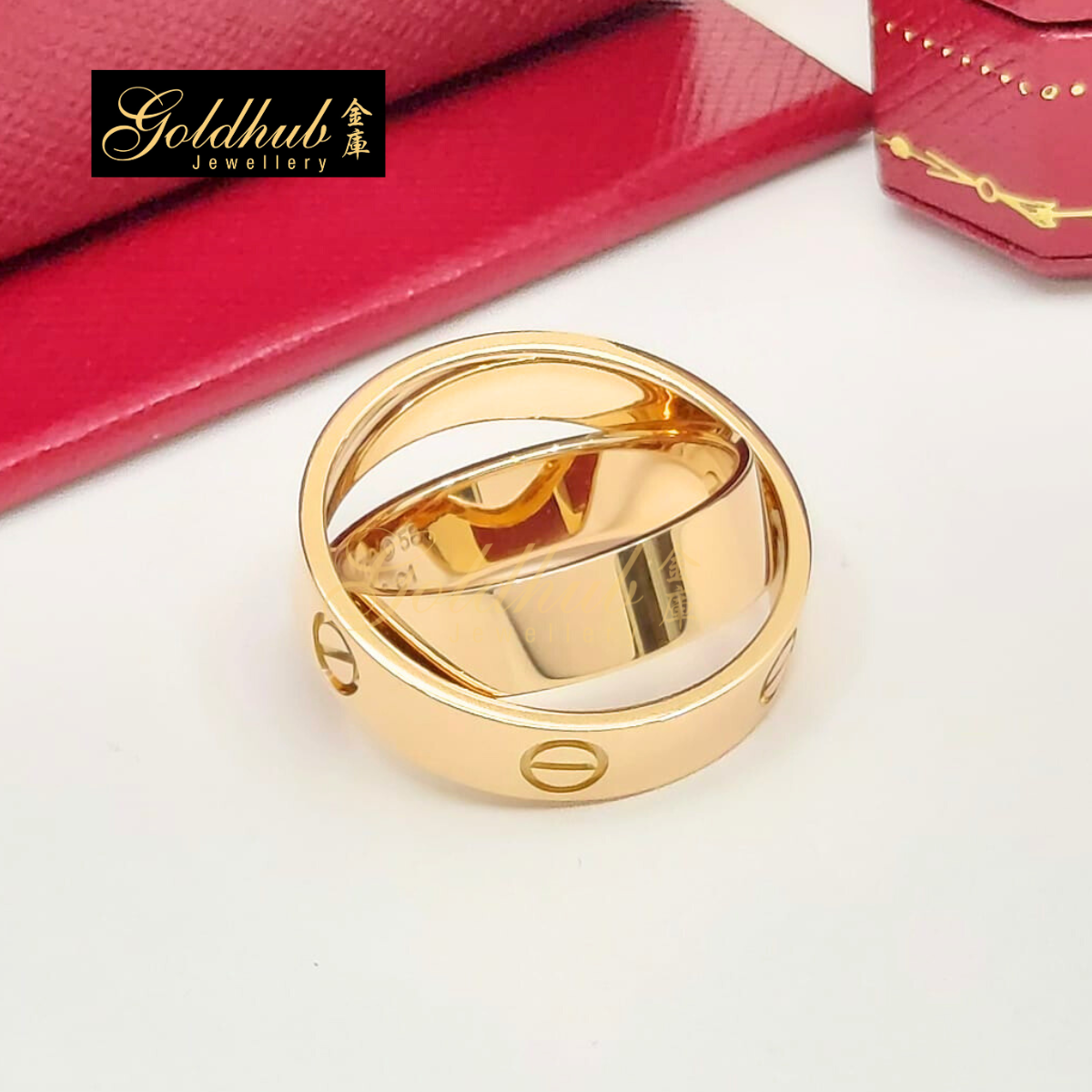 Cartier Love Double Ring in Rose Gold, Size 58