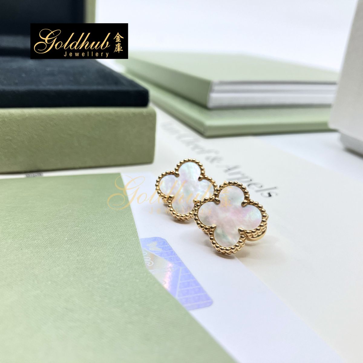 Van Cleef & Arpels Vintage Alhambra Earrings, Mother of Pearl in Yellow Gold