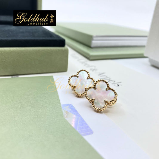 Van Cleef & Arpels Vintage Alhambra Earrings, Mother of Pearl in Yellow Gold