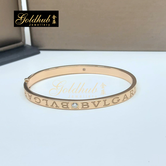 Bvlgari B.zero1 Essential Diamond Bangle in Rose Gold, Size M