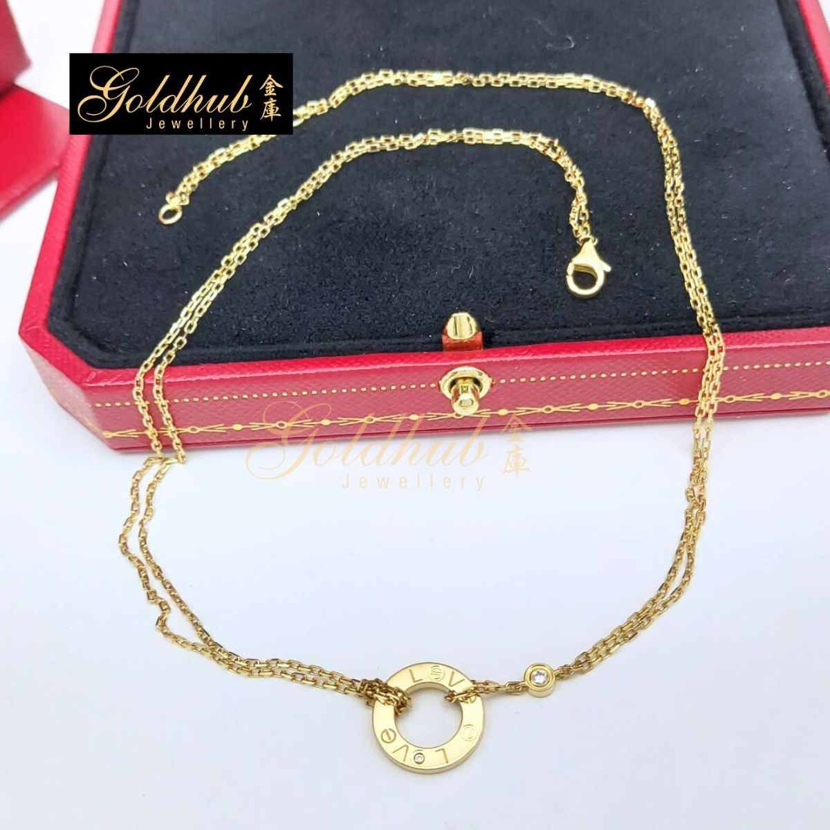 Cartier Love Necklace, 2 Diamonds in Rose Gold