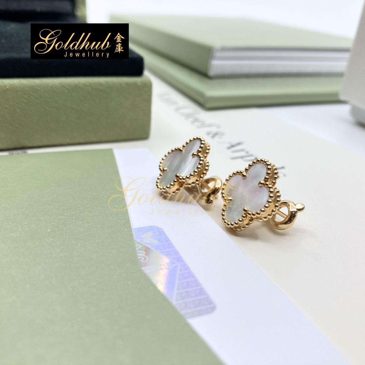 Van Cleef & Arpels Vintage Alhambra Earrings, Mother of Pearl in Yellow Gold