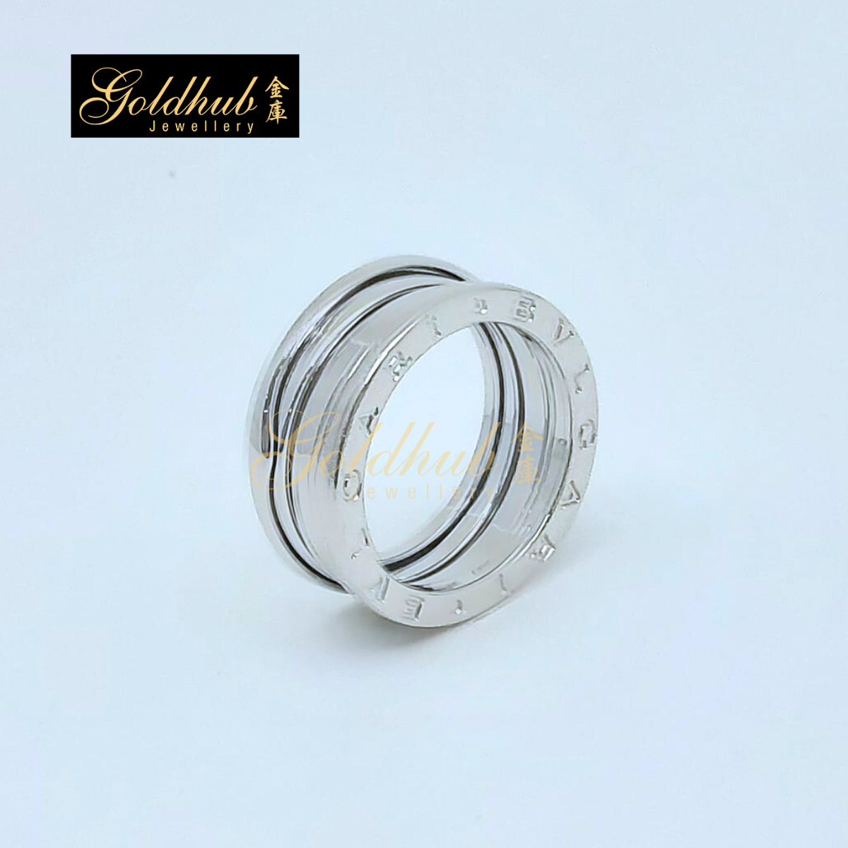 Bvlgari 3 Band Ring in White Gold, Size 56