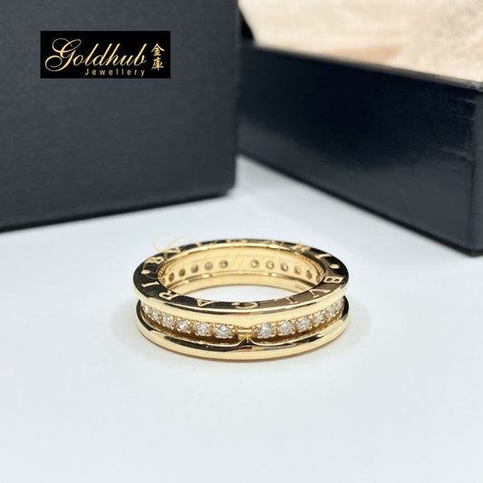 Bulgari B.zero1 1 Band Ring, Pave Diamonds in Yellow Gold, Size 49