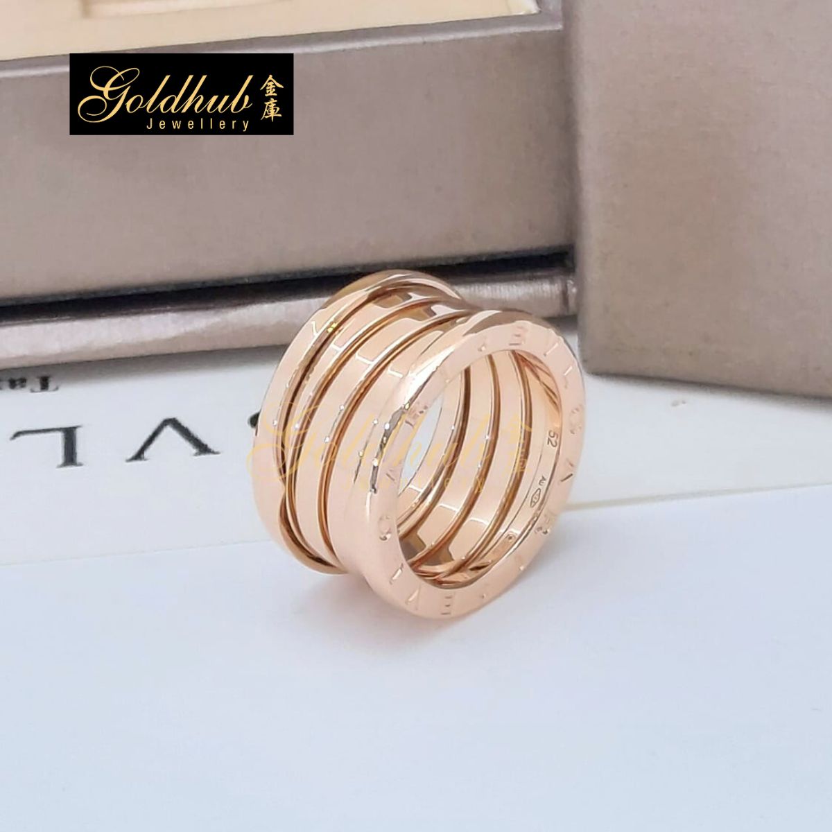 Bvlgari B.zero1 4 Band Ring in Rose Gold, Size 52