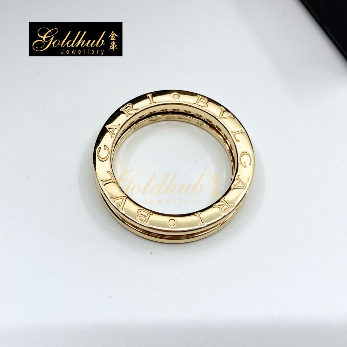 Bulgari B.zero1 1 Band Ring, Pave Diamonds in Yellow Gold, Size 49