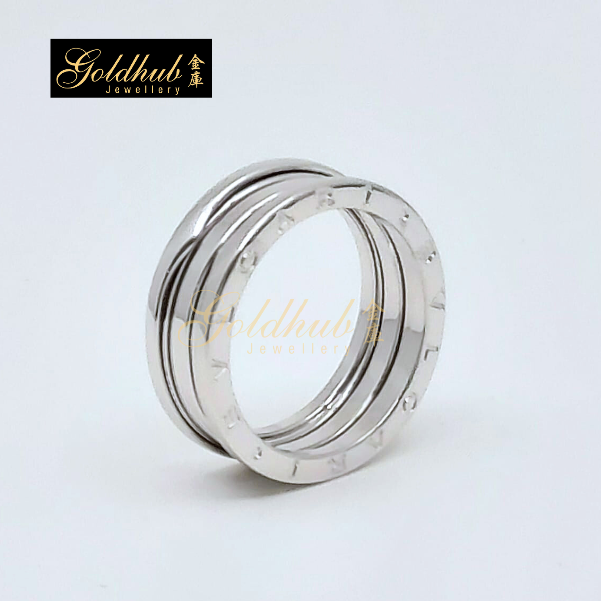 Bvlgari B.zero1 2 Band Ring in White Gold, Size 65