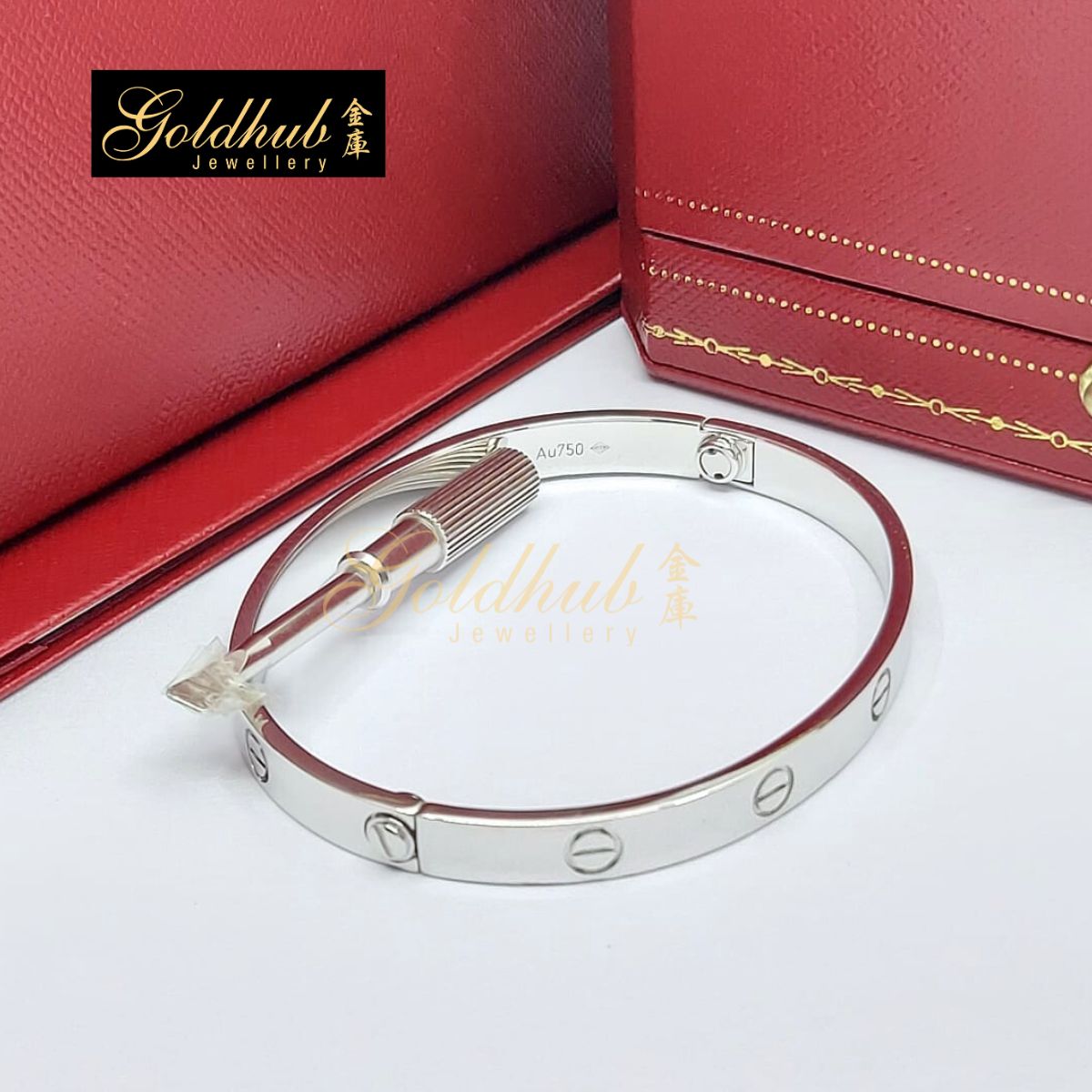 Cartier Love Bracelet, Classic Model in White Gold, Size 18