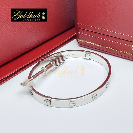 Cartier Love Bracelet, Classic Model in White Gold, Size 18