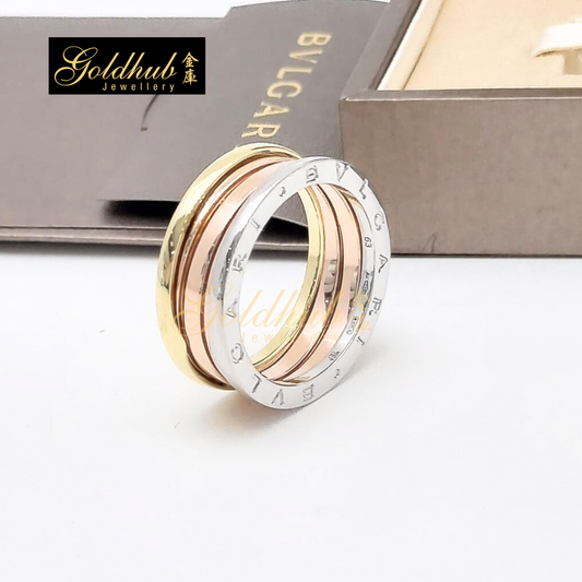 Bvlgari B.zero1 3 Band Ring in White, Rose and Yellow Gold, Size 63