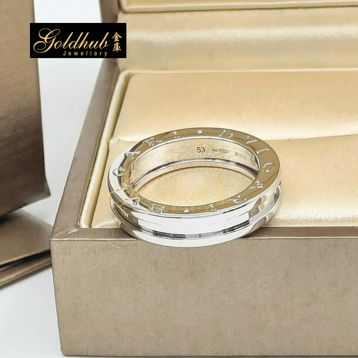 Bvlgari B.zero1 1 Band Ring in White Gold, Size 53