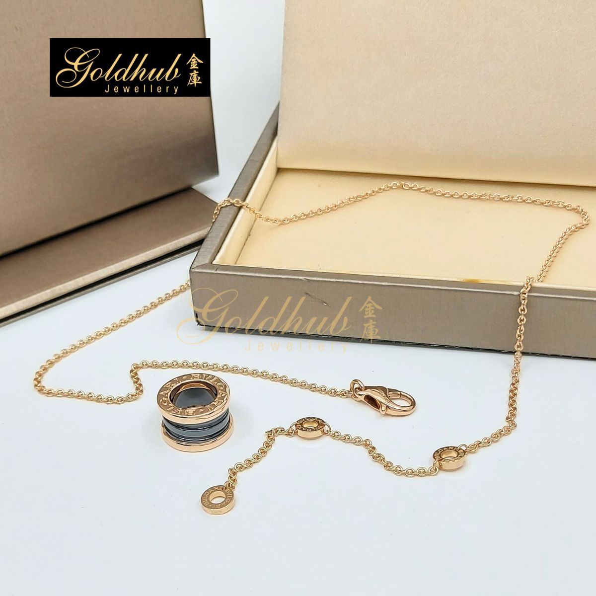 Bulgari B.zero1 Necklace with Black Ceramic in Rose Gold