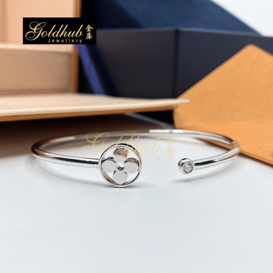 Louis Vuitton Idylle Blossom Twist Bracelet, 1 Diamond in White Gold, Size 16