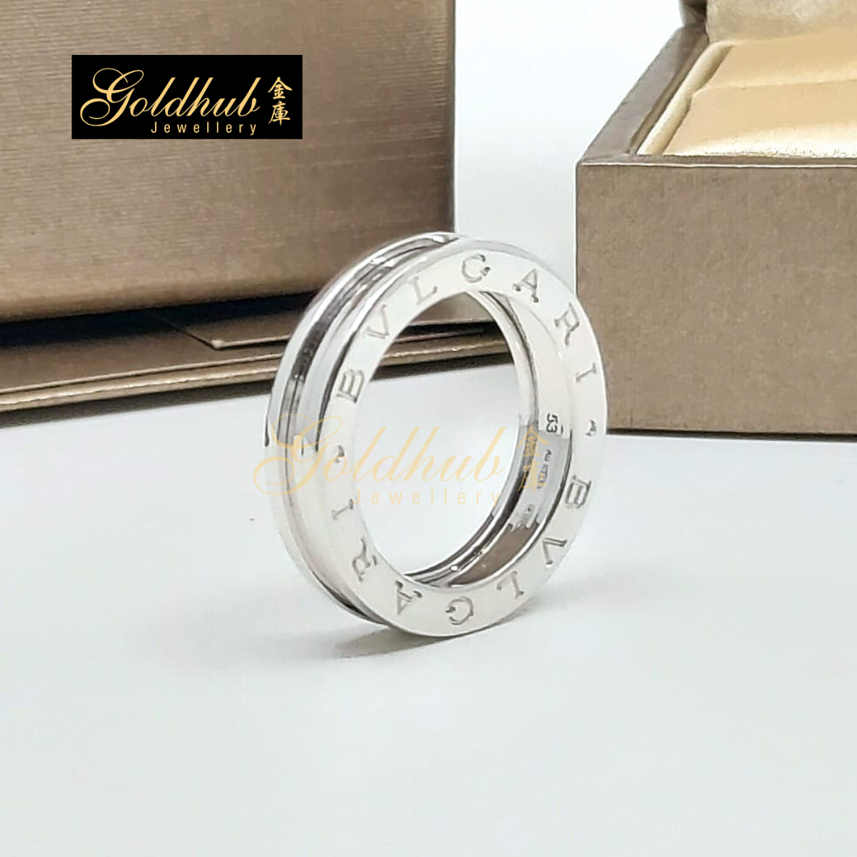 Bvlgari B.zero1 1 Band Ring in White Gold, Size 53