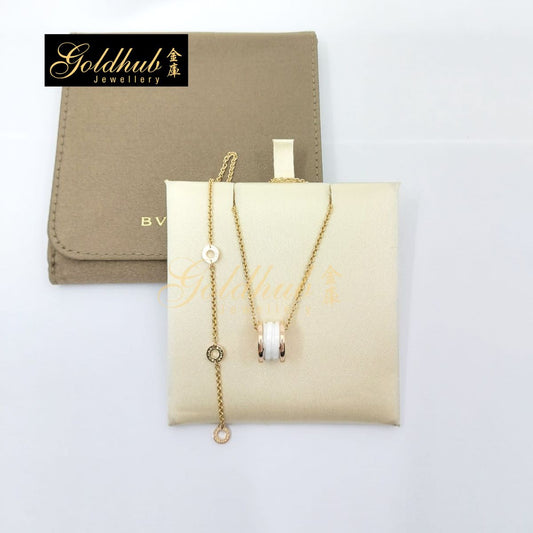 Bvlgari B.zero1 White Ceramic Necklace in Rose Gold
