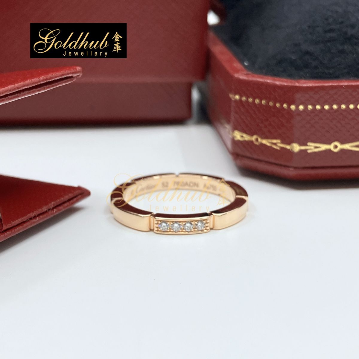 Cartier Maillon Panthere Wedding Ring, 4 Diamonds in Rose Gold, Size 52