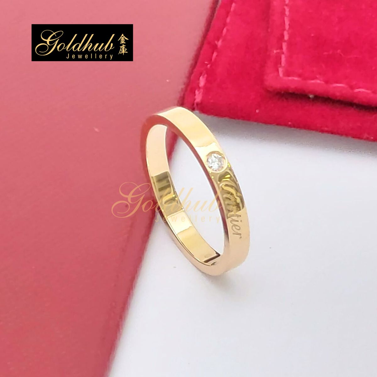 Cartier C de Cartier Wedding Ring, 3mm, 1 Diamond in Rose Gold, Size 57
