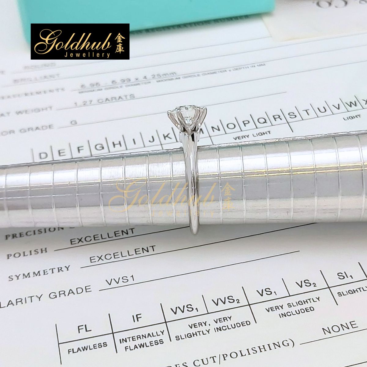 The Tiffany Setting Ring, Solitaire Diamond 1.27ct in Platinum, Size 7