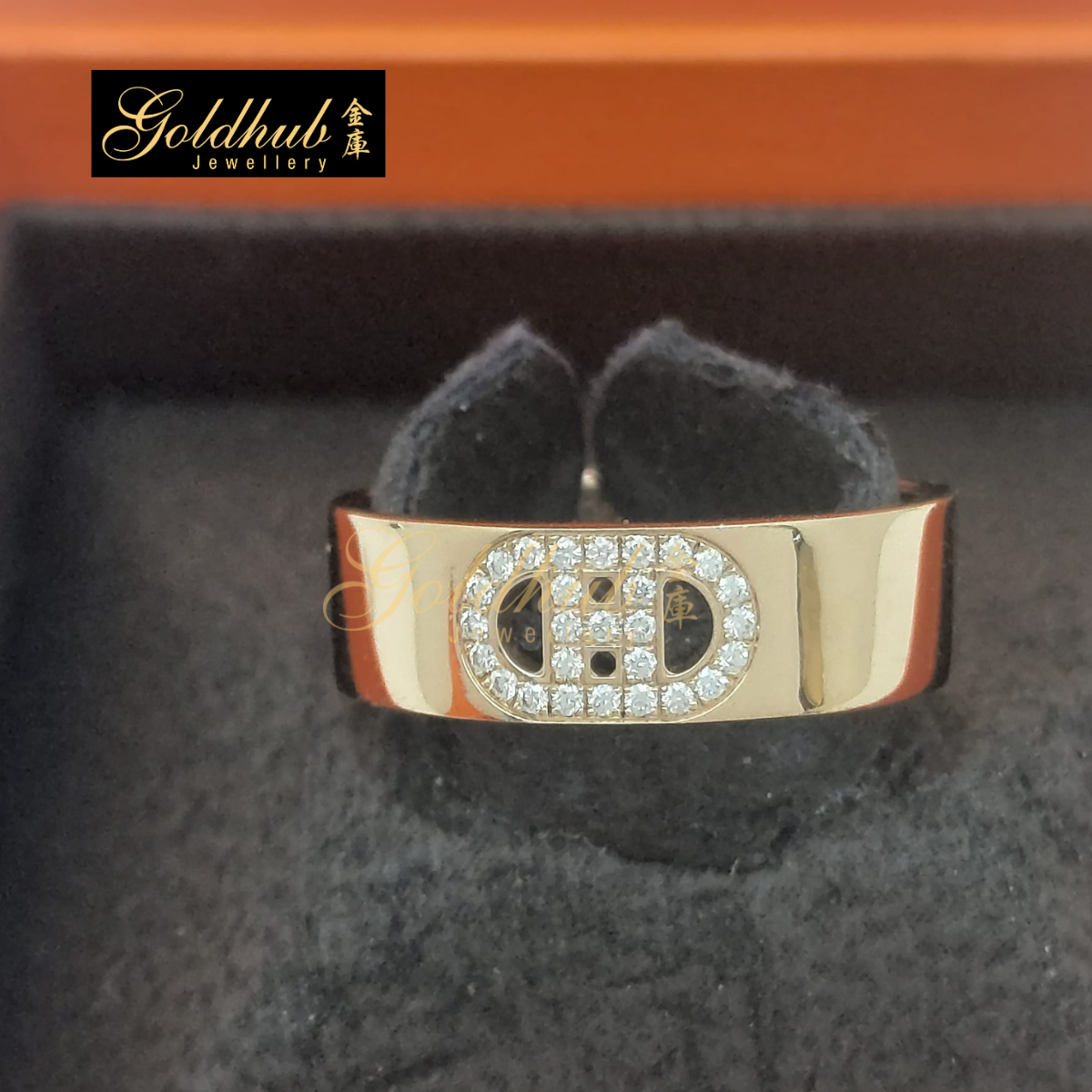 Hermes H d'ancre Ring, Small Model in Rose Gold, Size 51