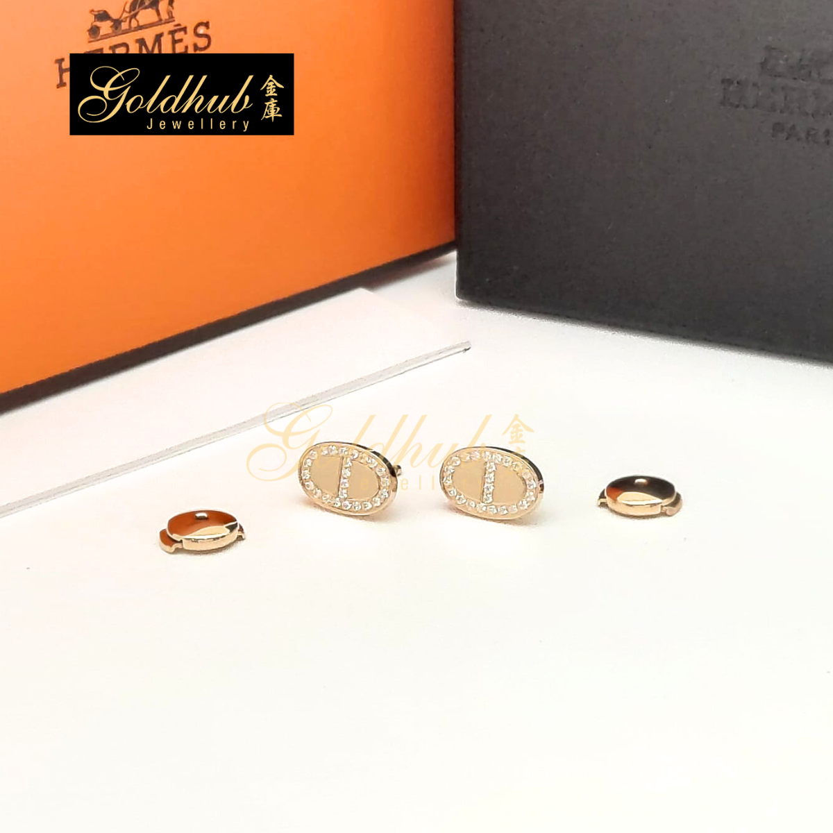 [Reserved] Hermes Chaine D'ancre Contour Stud Earrings in Rose Gold