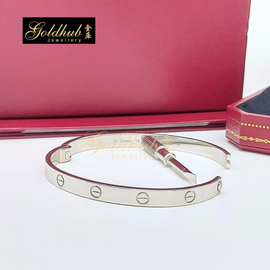 Cartier Love Bracelet, Single-Screw Closure Classic Model in White Gold, Size 19