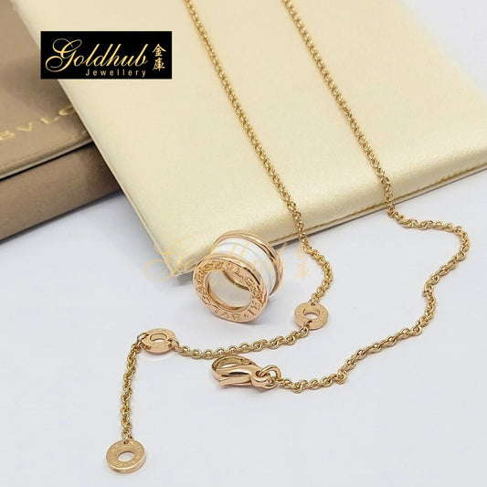 Bvlgari B.zero1 White Ceramic Necklace in Rose Gold