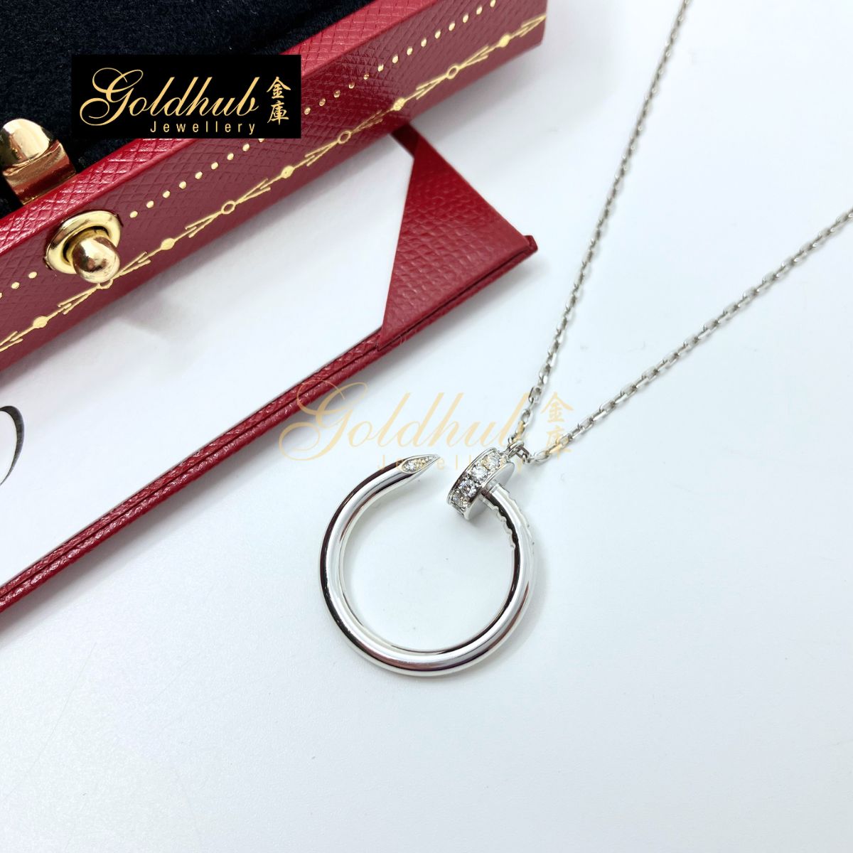 Cartier Juste Un Clou Pendant, 14 Diamonds in White Gold