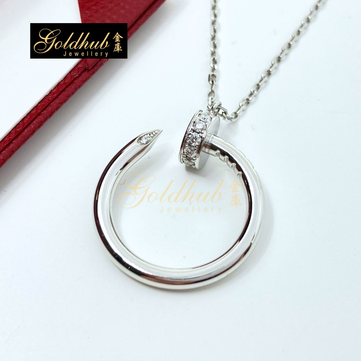 Cartier Juste Un Clou Pendant, 14 Diamonds in White Gold