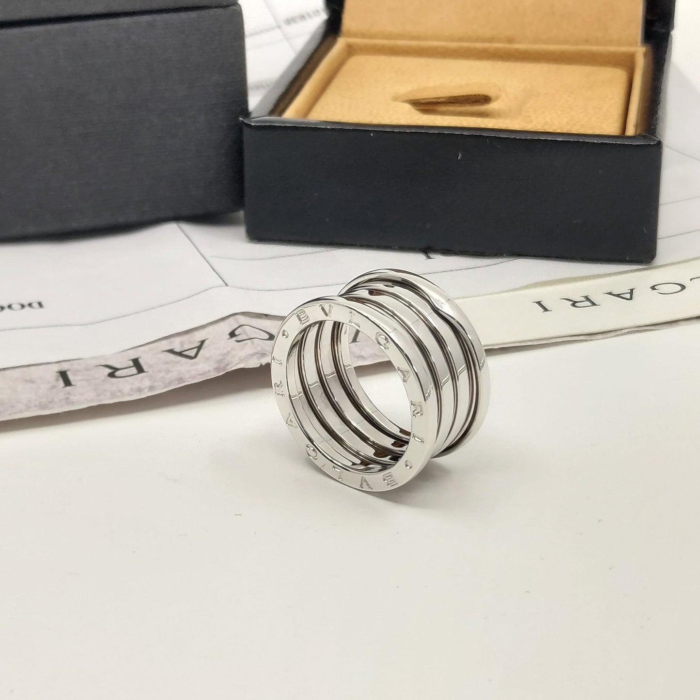Bulgari B.zero1 4 Band Ring in White Gold, Size 57