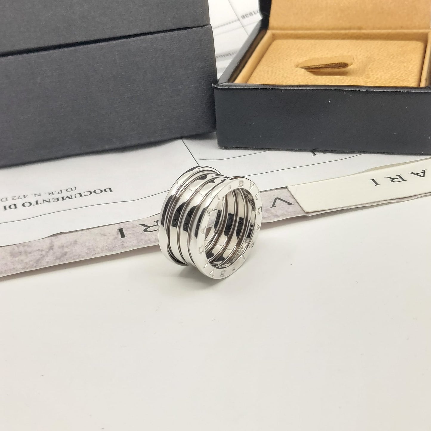Bulgari B.zero1 4 Band Ring in White Gold, Size 57
