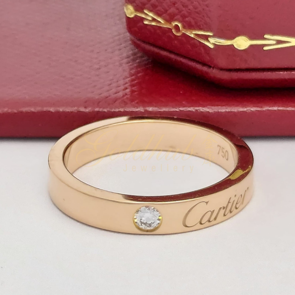 [RELOCATION SALES] 18k Pre-loved Cartier C De Cartier Wedding Diamond Ring in Rose Gold