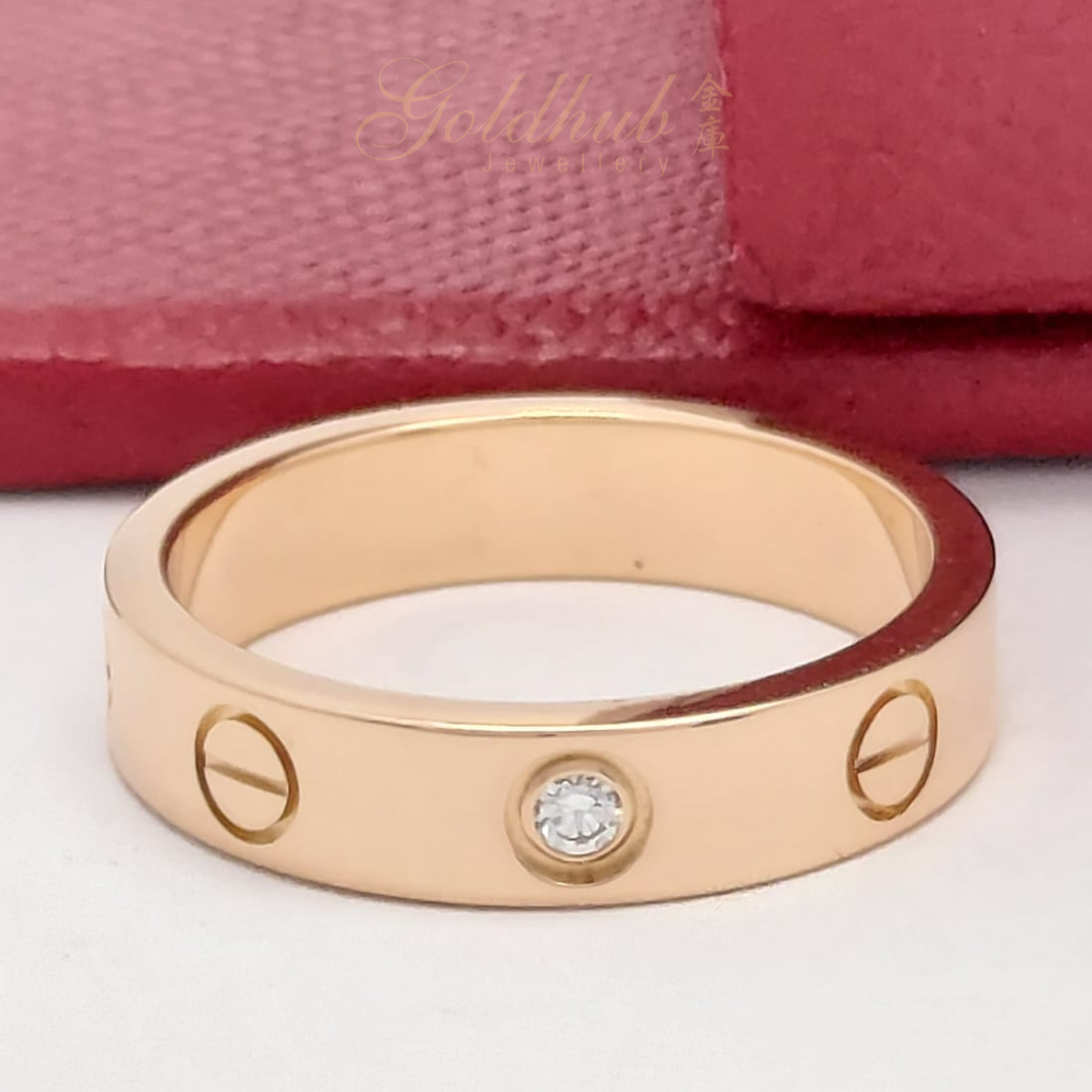 18k Pre loved Cartier Love Wedding Band 1 Diamond Ring in Rose Gold