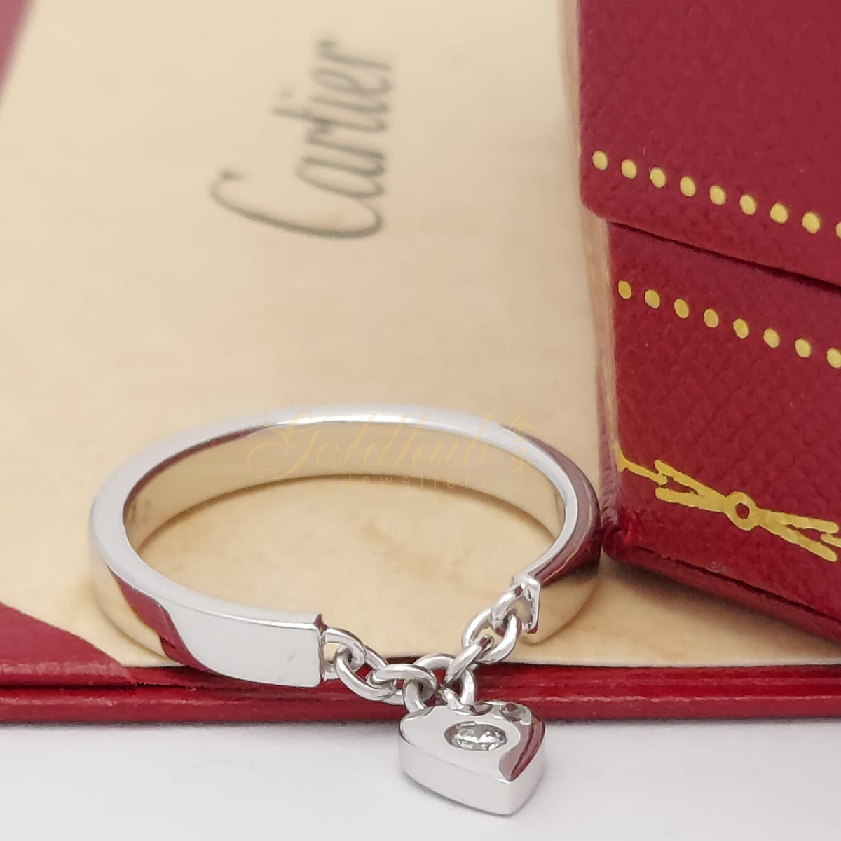 18K pre-loved Cartier Diamond Heart Ring in White Gold