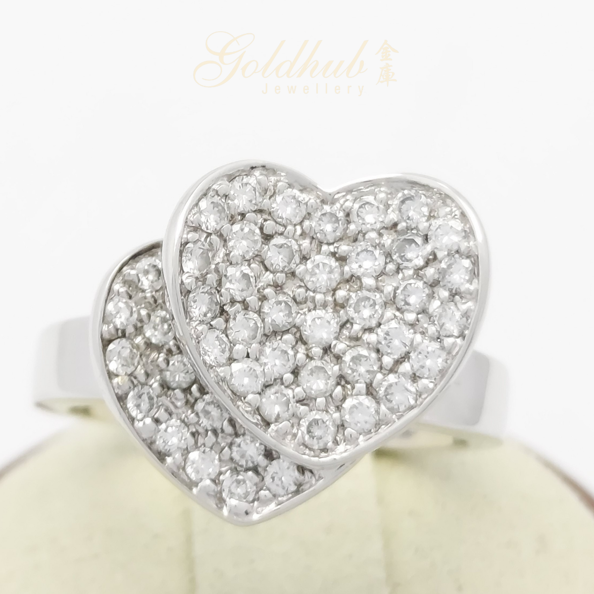 White gold sale heart diamond ring