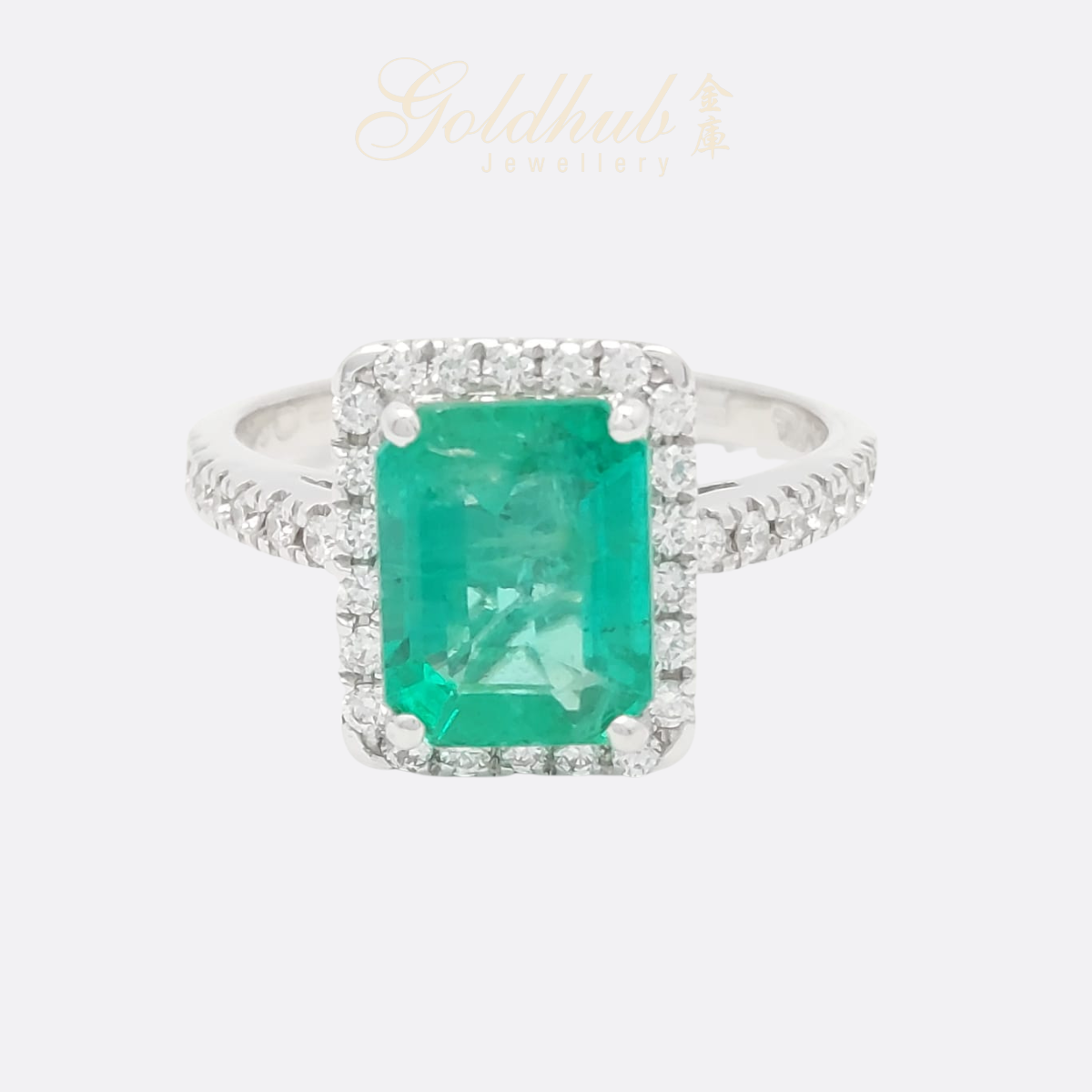 FURTHER DISCOUNTED] 18K Emerald Diamond Ring in White Gold