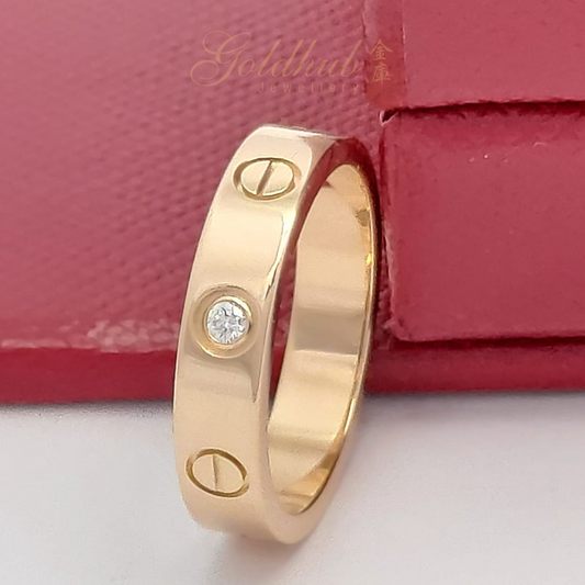 [RELOCATION SALES] 18k Pre-loved Cartier Love Wedding Band, 1 Diamond Ring in Rose Gold